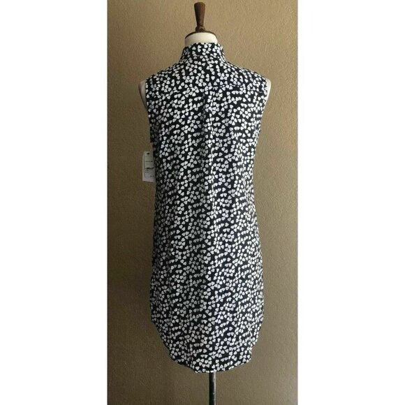 Equipment Womens Black White Endless Hearts Dress - Picture 10 of 12